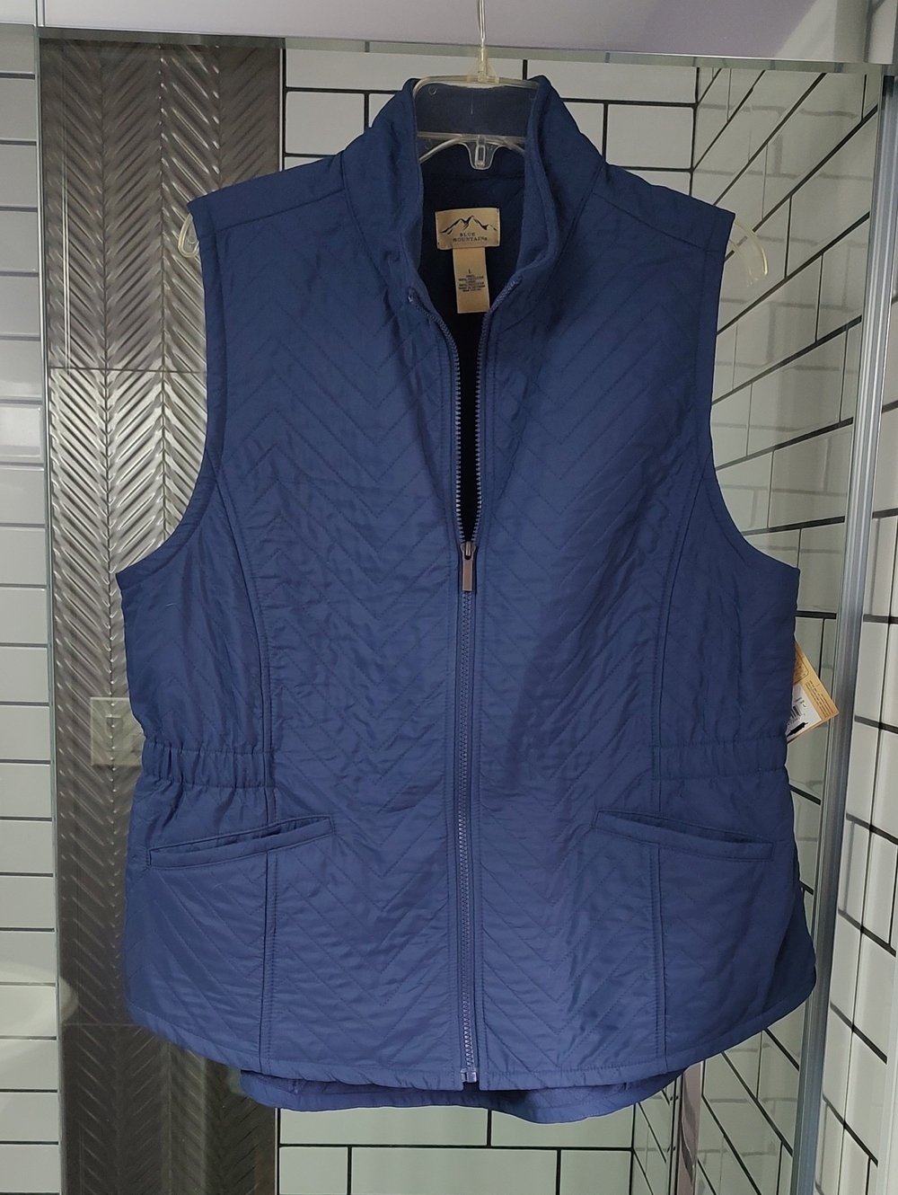 Quilted Navy Sleeveless Jacket Vest - Women's NWT Size L